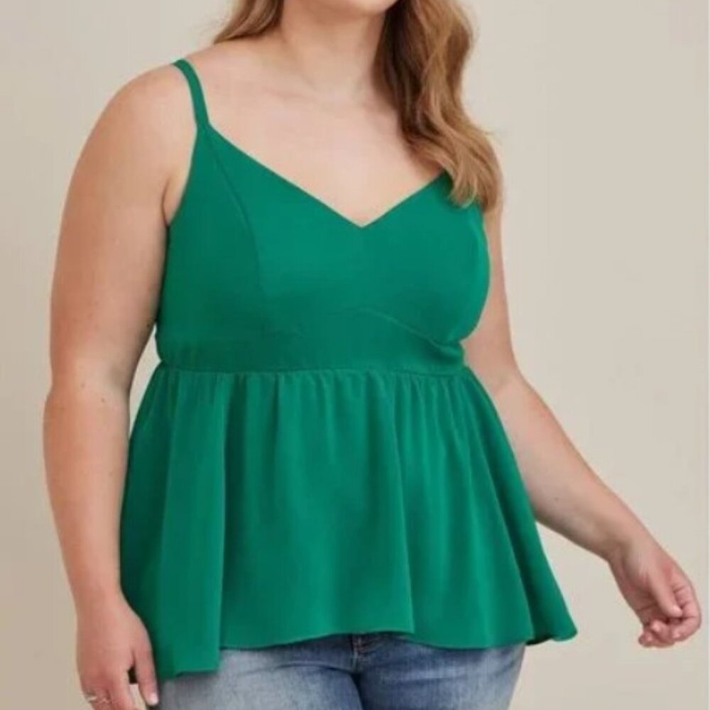 Torrid Green Peplum Smocked Back Cami